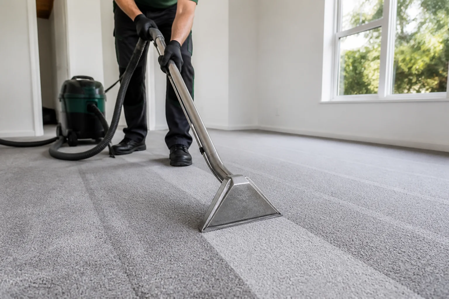 Professional hot-water extraction carpet steam cleaning
